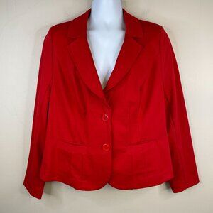 Lane Bryant Womens Button Up Blazer Size 18 Cherry Red Stretch Knit Jacket Comfy